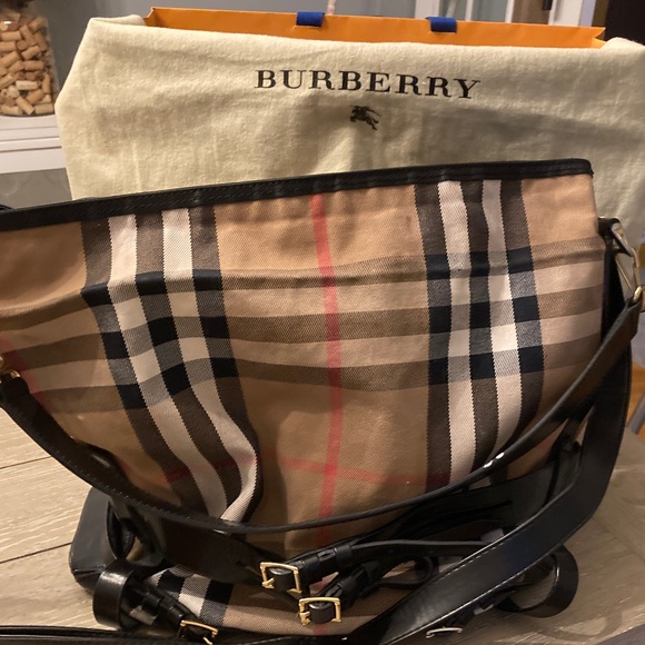 Burberry Bridle Lynher check Leather Buckle Tote Bag Purse - Picture 8 of 16